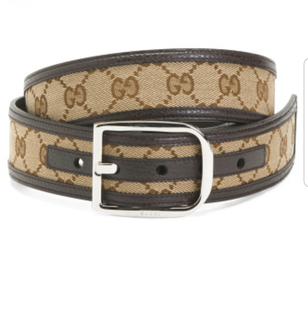 GUCCI UNISEX CANVAS & LEATHER BELT